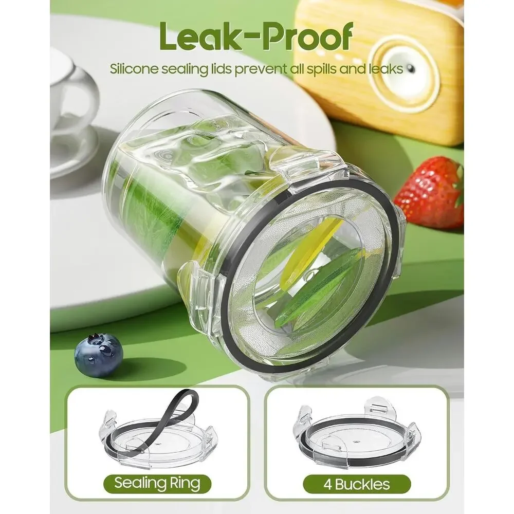 Canfanni Overnight Oats Containers with Lids 4 Pack Plastic Mason Jars Portable